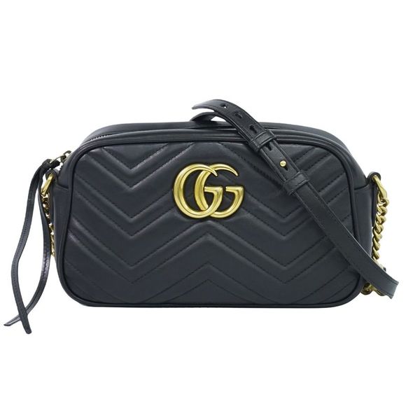 Gucci Handbags - Gucci Gg Marmont Black Leather Shoulder Bag (Pre-Owned)